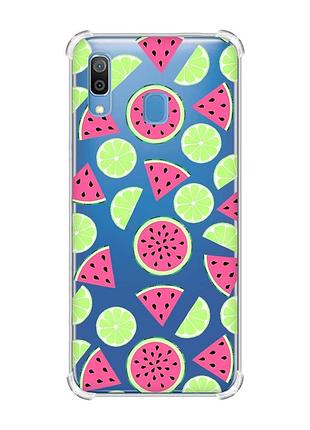 Чохол з потовщеними кутами на samsung galaxy a30 (2019)/a20 (2019) кавуни и лайм (принт 345)