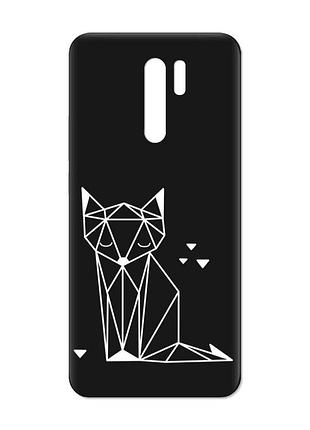 Матовый черный чехол на xiaomi redmi 9 :: лиса (принт 127)