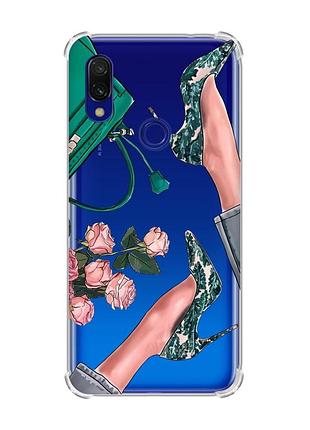 Чехол с утолщёнными углами на xiaomi redmi 7 :: туфельки и цветы /принт 225/