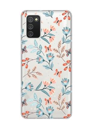 Прозрачный чехол для samsung galaxy a02s :: цветочный фон (принт 370)