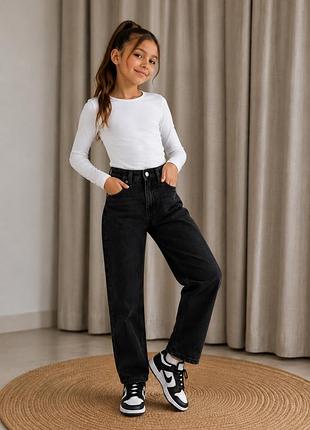 Джинси для дівчинки мом фіт чорні zara на осінь 140