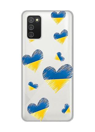 Прозорий чохол для samsung galaxy a02s :: сердечка. україна (принт 258)