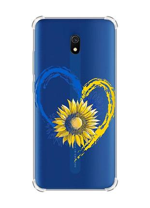 Чохол з потовщеними кутами на xiaomi redmi 8a :: серце з соняхом. україна (принт 260)