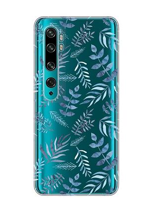 Прозорий чохол на xiaomi mi note 10/note 10 pro :: рослинний фон (принт 276)