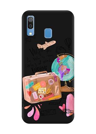 Матовий чорний чохол на samsung galaxy a30 (2019)/a20 (2019) настрій подорожувати (принт 329)