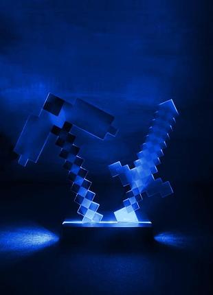 Переносний дитячий нічник конструктор інструменти майнкрафт з usb роз'ємом (на чорній підставці)