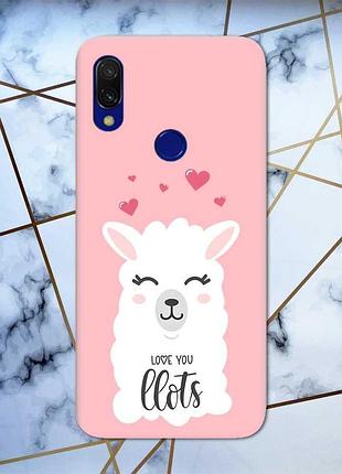 Матовый чехол с розовыми боками на xiaomi redmi 7 :: лама /принт 94/