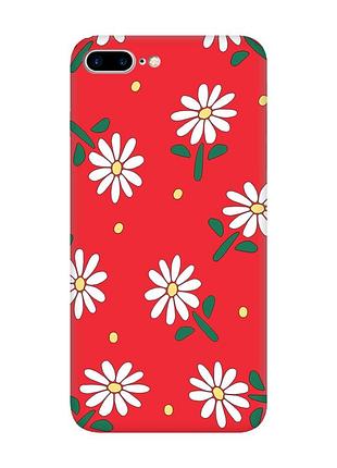 Матовий червоний чохол на apple iphone 7 plus / iphone 8 plus :: ромашки (принт 368)