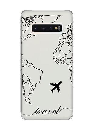 Прозрачный чехол на samsung galaxy s10 :: карта. контур (принт 330)