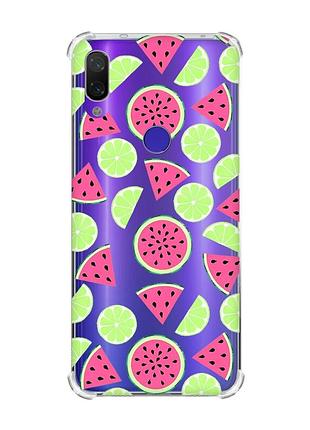 Чохол з потовщеними кутами на xiaomi redmi note 7/7 pro :: кавуни и лайм /принт 345/