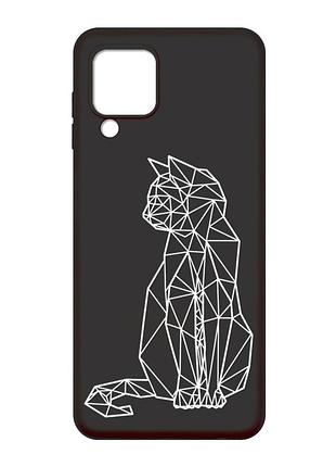 Матовый черный чехол на samsung galaxy m32 / a22 / m22 4g :: кошечка (принт 125)