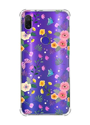 Чехол с утолщёнными углами на xiaomi redmi note 7/7 pro :: цветочный фон /принт 369/