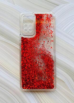 Чехол с плавающими блестками на xiaomi redmi note 11 pro красный