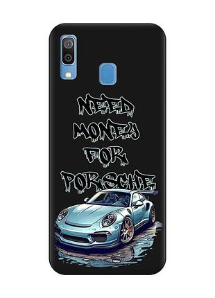 Матовый черный чехол на samsung galaxy a30 (2019)/a20 (2019) хочу порше (принт 385)