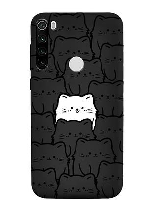 Матовий чорний чохол на xiaomi redmi note 8t котики (принт 392)