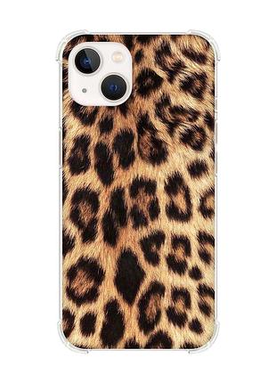 Чехол с утолщёнными углами на iphone 14 plus :: леопардовый дизайн (принт 383)
