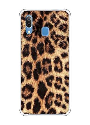 Чохол з потовщеними кутами на samsung galaxy a30 (2019)/a20 (2019) леопардовий дизайн (принт 383)