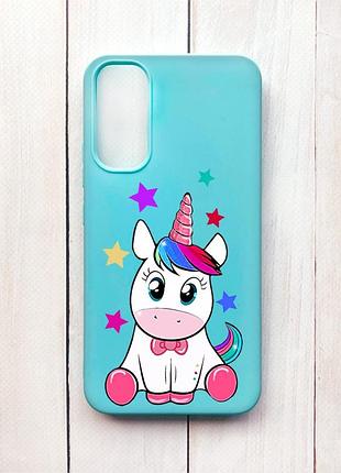 Матовий чохол на samsung a34 5g бірюзовий :: єдиноріг (принт 102)