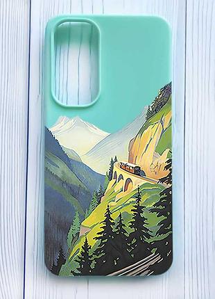 Матовий бірюзовий чохол на samsung galaxy s24 fe пейзаж. гори (принт 87)
