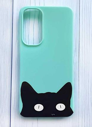 Матовий бірюзовий чохол на samsung galaxy s24 fe котик (принт 119)
