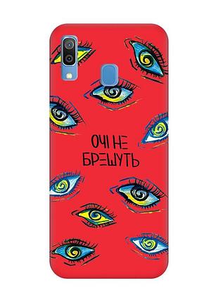 Матовый красный чехол на samsung galaxy a30 (2019) / a20 (2019) :: глаза (принт 358)