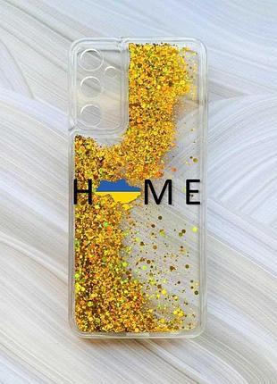 Чехол с плавающими блестками на samsung galaxy a35 (a356) золотой :: дом украина (принт 72)