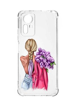 Чехол с утолщенными углами на xiaomi redmi note 12s :: девушка с сиренью (принт 7)