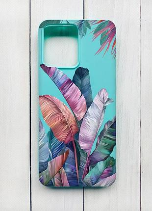 Матовий чохол на xiaomi redmi 12 бірюзовий :: тропіки (принт 372)