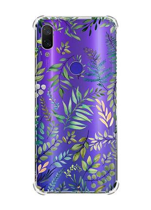 Чохол з потовщеними кутами на xiaomi redmi note 7/7 pro :: рослинний фон /принт 377/