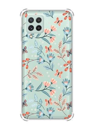 Чехол с утолщёнными углами на samsung galaxy a22 5g / a22s 5g :: цветочный фон (принт 370)