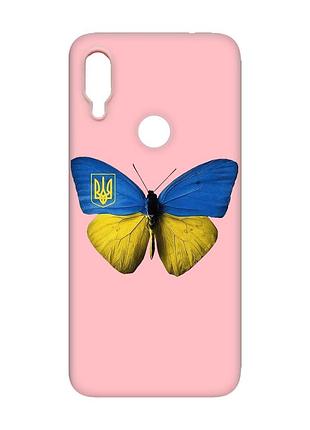 Матовый чехол с розовыми боками на xiaomi redmi note 7/7 pro :: бабочка украина /принт 255/