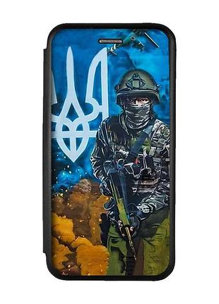 Чехол-книжка с рисунком для samsung galaxy a12 чёрный :: защитник (принт 349)