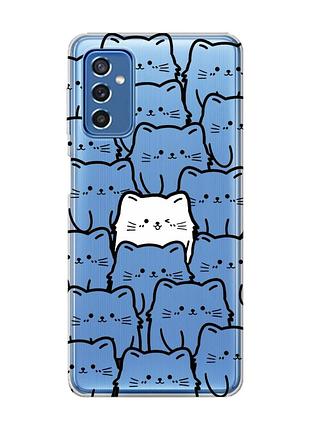 Прозрачный чехол на samsung galaxy m52 котики (принт 392)