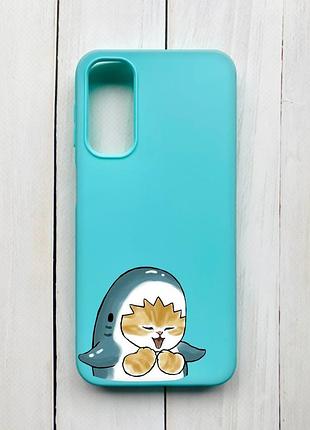Матовий чохол на samsung galaxy a24 бірюзовий :: котик акула (принт 376)