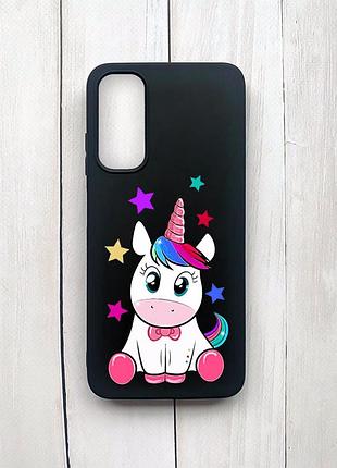 Матовий чохол на samsung galaxy a05s (a057) чорний :: єдиноріг (принт 102)