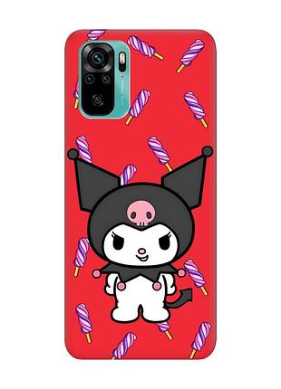 Матовый красный чехол на xiaomi redmi note 10 / note 10s куроми (принт 390)