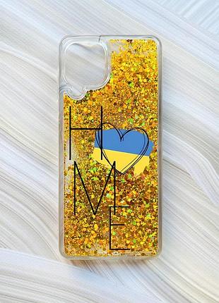 Чехол с плавающими блестками на samsung galaxy a22 4g/m22/m32 золотой :: дом украина (принт 353)