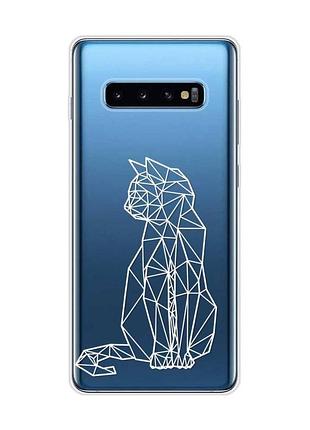 Прозрачный чехол на samsung galaxy s10 plus :: кошечка (принт 125)