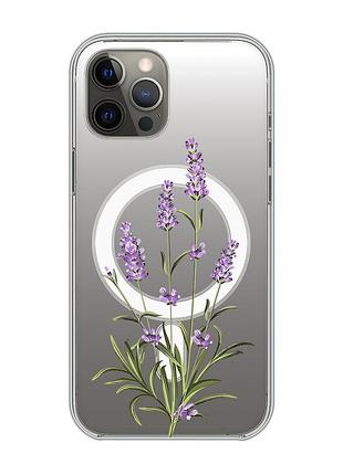Магнитный чехол на iphone 12 pro max с поддержкой magsafe :: веточки лаванды (принт 266)