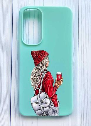 Матовий бірюзовий чохол на samsung galaxy s24 fe дівчина з рюкзаком (принт 9)