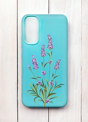 Матовий чохол на samsung a34 5g бірюзовий гілочки лаванди (принт 266)