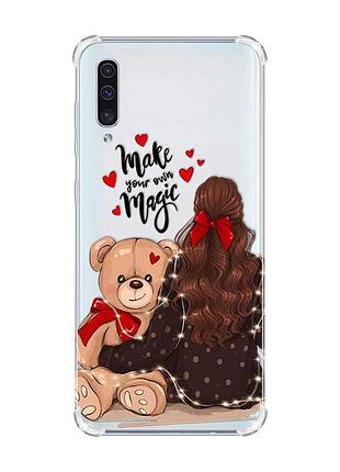 Чохол з потовщеними кутами на samsung galaxy а50 (2019) а505 :: дівчина з ведмедиком (принт 188)