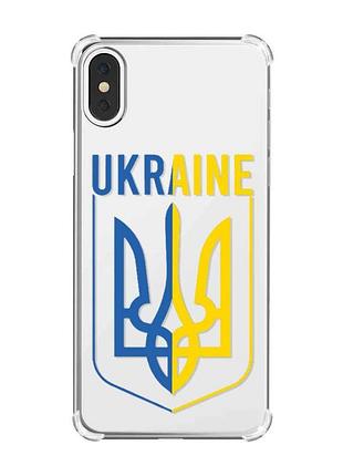 Чехол с утолщёнными углами на iphone x/xs :: тризуб (патриотический принт 254)