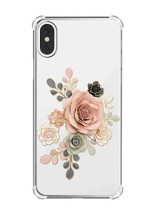 Чехол с утолщёнными углами на iphone x/xs :: розы (принт 275)