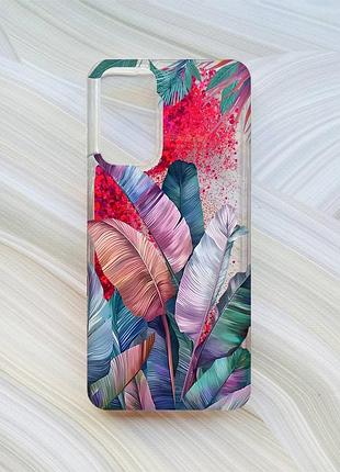 Чехол с плавающими розовыми блестками на xiaomi redmi note 11 тропики (принт 372)