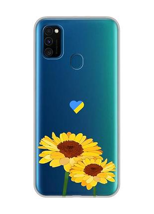 Прозрачный чехол на samsung galaxy m30s/m21 :: желтые цветы (принт 364)