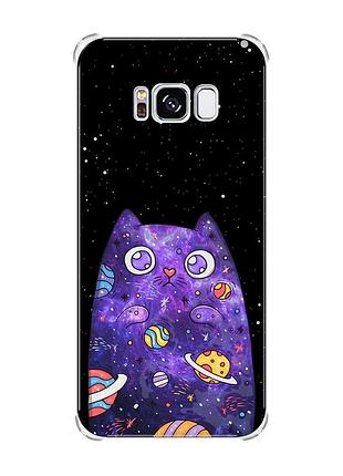 Чохол з потовщеними кутами на samsung galaxy s8 :: фіолетова кішка (принт 361)