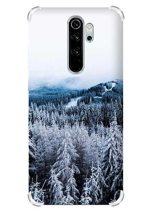 Чехол с утолщёнными углами на xiaomi redmi note 8 pro :: зимний лес (принт 164)