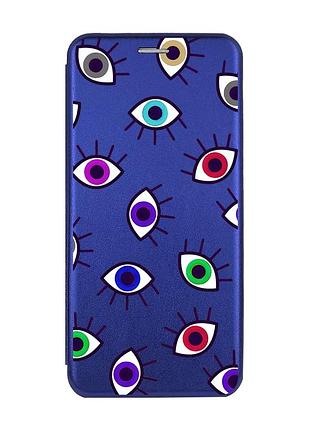 Чехол-книжка с рисунком для samsung galaxy a10s / a107 синий :: разноцветные глаза (принт 336)