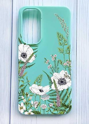 Матовий бірюзовий чохол на samsung galaxy s24 fe квіти польові (принт 363)